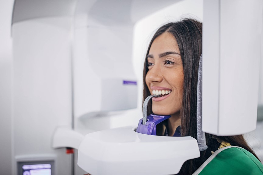 A person in a dental chair